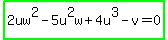 highlight_green%282uw%5E2-5u%5E2w%2B4u%5E3-v=0%29