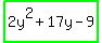 highlight_green%282y%5E2%2B17y-9%29
