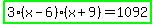 highlight_green%283%28x-6%29%28x%2B9%29=1092%29