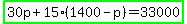 highlight_green%2830p%2B15%281400-p%29=33000%29