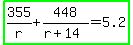highlight_green%28355%2Fr%2B448%2F%28r%2B14%29=5.2%29