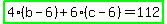 highlight_green%284%28b-6%29%2B6%28c-6%29=112%29
