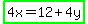 highlight_green%284x=12%2B4y%29