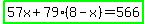 highlight_green%2857x%2B79%288-x%29=566%29