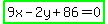 highlight_green%289x-2y%2B86=0%29