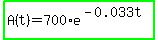 highlight_green%28A%28t%29=700%2Ae%5E%28-0.033t%29%29