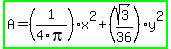highlight_green%28A=%281%2F4pi%29x%5E2%2B%28sqrt%283%29%2F36%29y%5E2%29