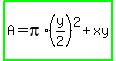 highlight_green%28A=pi%2A%28y%2F2%29%5E2%2Bxy%29