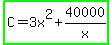 highlight_green%28C=3x%5E2%2B40000%2Fx%29