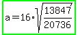 highlight_green%28a=16%2Asqrt%2813847%2F20736%29%29