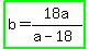 highlight_green%28b=18a%2F%28a-18%29%29