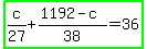 highlight_green%28c%2F27%2B%281192-c%29%2F38=36%29