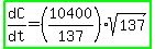 highlight_green%28dC%2Fdt=%2810400%2F137%29%2Asqrt%28137%29%29