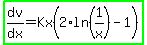 highlight_green%28dv%2Fdx=Kx%282%2Aln%281%2Fx%29-1%29%29