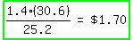 highlight_green%28matrix%281%2C3%2C+1.4%2830.6%29%2F25.2%2C+%22=%22%2C+%22%241.+70%22%29%29