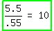 highlight_green%28matrix%281%2C3%2C+5.5%2F.55%2C+%22=%22%2C+10%29%29