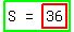 highlight_green%28matrix%281%2C3%2C+S%2C+%22=%22%2C+highlight%2836%29%29%29