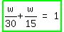 highlight_green%28matrix%281%2C3%2C+w%2F30+%2B+w%2F15%2C+%22=%22%2C+1%29%29