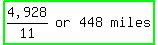 highlight_green%28matrix%281%2C4%2C+%224%2C928%22%2F11%2C+or%2C+448%2C+miles%29%29