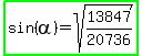 highlight_green%28sin%28alpha%29=sqrt%2813847%2F20736%29%29