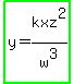 highlight_green%28y=kxz%5E2%2Fw%5E3%29