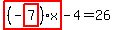 highlight_red%28+%28-highlight_red%28+7+%29%29%2Ax+%29-4=26