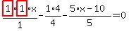 highlight_red%28+1+%29%2F1%2Ahighlight_red%28+1+%29%2Ax-1%2F4%2A4-%285%2Ax-10%29%2F5=0