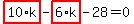 highlight_red%28+10%2Ak+%29-highlight_red%28+6%2Ak+%29-28=0