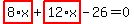 highlight_red%28+8%2Ax+%29%2Bhighlight_red%28+12%2Ax+%29-26=0