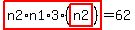 highlight_red%28+n2%2An1%2A3%2A%28highlight_red%28+n2+%29%29+%29=62