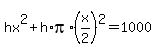 hx%5E2%2Bh%2Api%2A%28x%2F2%29%5E2=1000