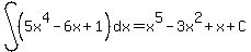 int%28%285x%5E4-6x%2B1%29%2Cdx%29=x%5E5-3x%5E2%2Bx%2BC