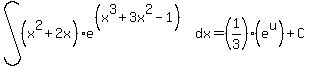 int%28%28x%5E2%2B2x%29e%5E%28%28x%5E3%2B3x%5E2-1%29%29%2Cdx%29=%281%2F3%29%28e%5Eu%29%2BC