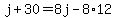 j%2B30=8j-8%2A12