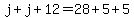 j%2Bj%2B12=28%2B5%2B5