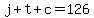 j%2Bt%2Bc=126