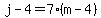 j+-+4+=+7%2A%28m+-+4%29