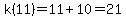 k%2811%29=11%2B10=21