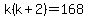 k%28k%2B2%29=168