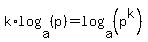 k%2Alog%28a%2C+%28p%29%29+=+log%28a%2C+%28p%5Ek%29%29