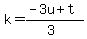 k=%28-3u%2Bt%29%2F%283%29