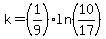 k=%281%2F9%29ln%2810%2F17%29