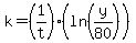 k=%281%2Ft%29%28ln%28y%2F80%29%29
