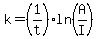 k=%281%2Ft%29ln%28A%2FI%29