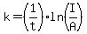 k=%281%2Ft%29ln%28I%2FA%29