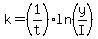 k=%281%2Ft%29ln%28y%2FI%29