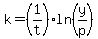k=%281%2Ft%29ln%28y%2Fp%29