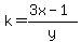 k=%283x-1%29%2Fy