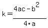 k=%284ac-b%5E2%29%2F4a