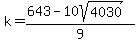 k=%28643-10sqrt%284030%29%29%2F9